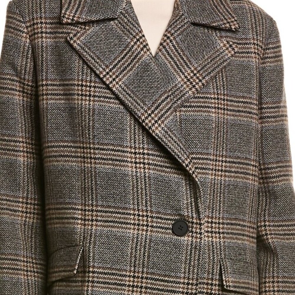 ALLSAINTS Alexis Check Wool-blend Coat In Brown